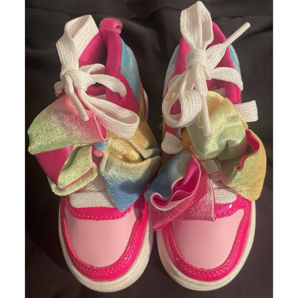 Jojo Siwa Mermaid Bow High Top Girls' Shoes, Size 7 Nickelodeon rainbow Glitter